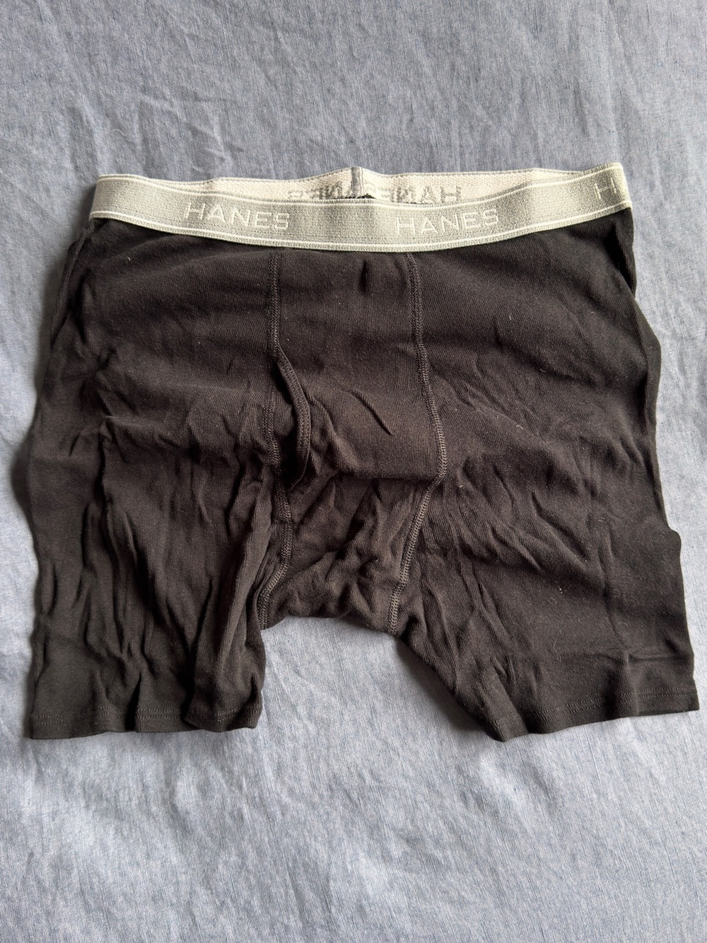 Hanes Black Boxer Briefs with Light Gray Waistbands - 3 Pack - Picture 2 of 3
